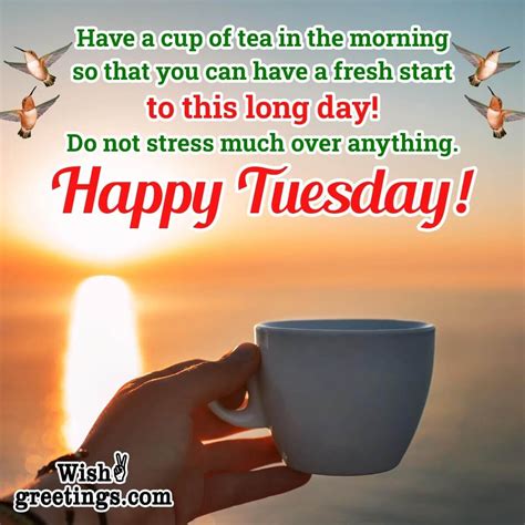 Tuesday mornings - May your day be filled with positivity.”. “Start your day with a smile and a positive mindset. Good morning and happy Tuesday!”. “Wake up, rise and shine! It’s a beautiful day to have a good morning and a fantastic Tuesday.”. “May your Tuesday morning be filled with the promise of a positive and productive day ahead.”. 